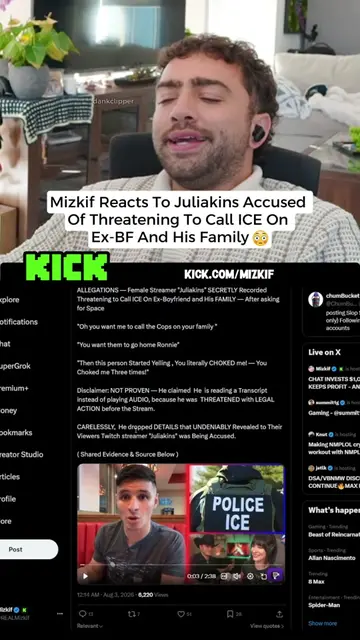 Mizkif Reacts To Juliakins Accused Of Threatening To Call ICE On Ex-BF And His F