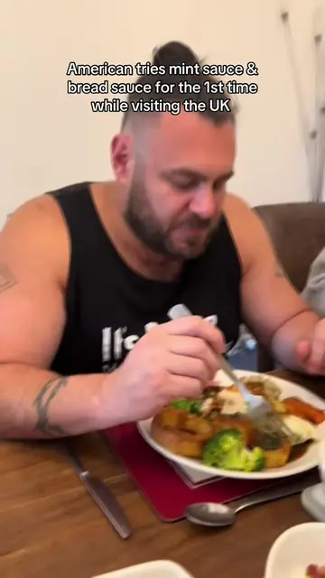 American tries mint sauce & bread sauce for the 1st time while visiting the UK #