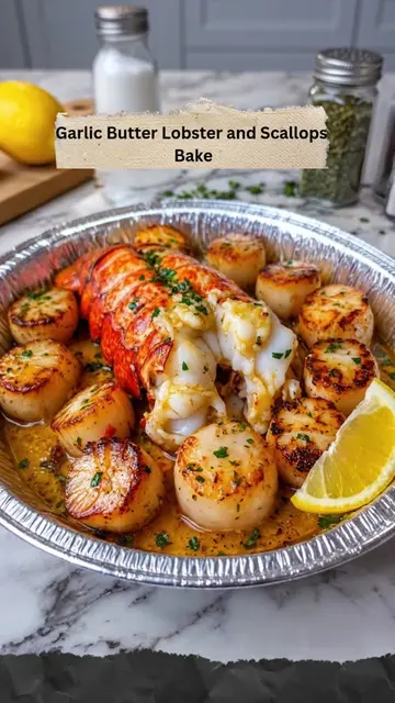 Garlic Butter Lobster and Scallops Bake This Garlic Butter Lobster and Scallops 