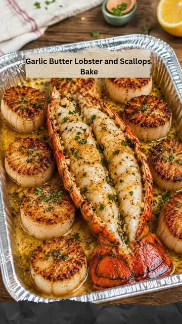 Garlic Butter Lobster and Scallops Bake This Garlic Butter Lobster and Scallops 