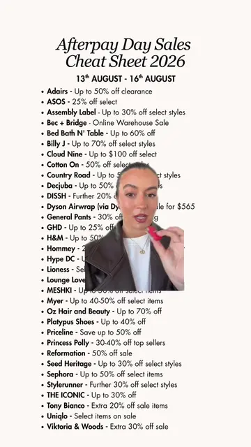 Afterpay Day is coming soon so here are the sales we predict you can shop. Sign 