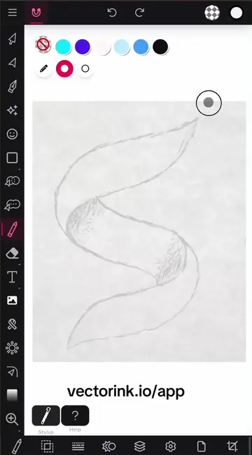 S letter logo design with draw tool in the Vector Ink web app. #GraphicDesign #V