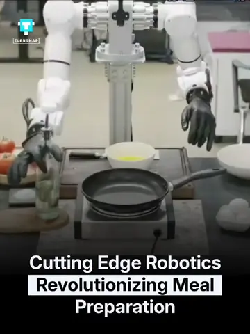 Two robotic arms, one stove, and zero human hands involved. This dual-arm AI coo
