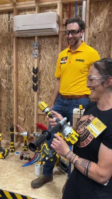 Pop it like it’s hot 🥵  New DEWALT hole saw at the #builtblackandyellow event! 