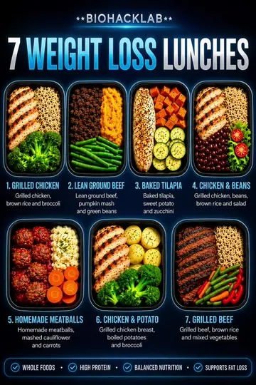 Losing weight doesn't mean eating boring food. 🍗🥦  These 7 high-protein lunche