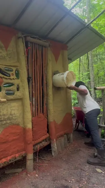 Day 46 bushcrafting a whimsy tiny cob house in the middle of nowhere Virginia on