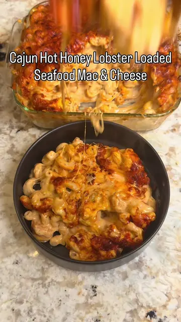 Cajun Hot Honey Lobster Loaded Seafood Mac & Cheese.  Share it with anyone who n