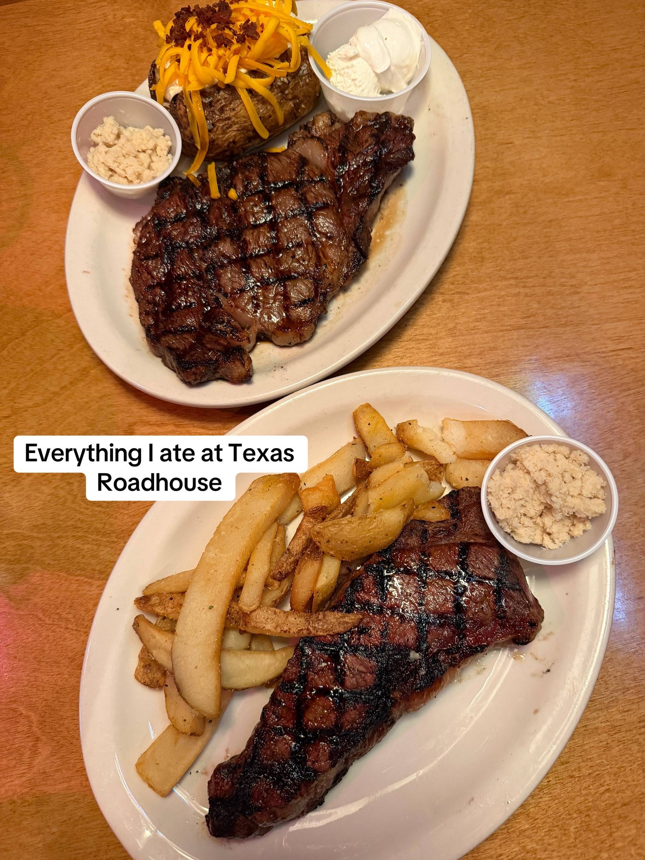 Everything I ate at Texas Roadhouse #texasroadhouse #steak #texasroadhouserolls 