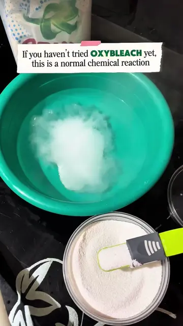 When Oxybleach comes in contact with hot water, it should produce a chemical rea