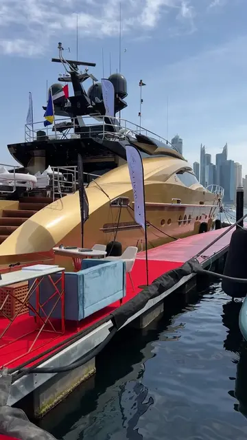 This golden yacht costs $20M and was built for royalty! 😍 #yacht #luxury #boat 