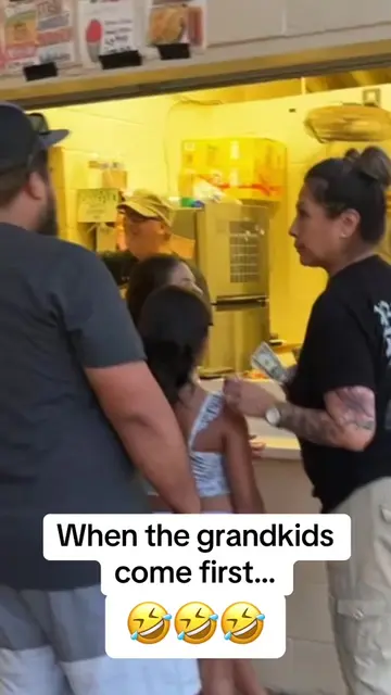 Grandkids always come first!!! 🙄🤣 #grandma #grandkids #snowcone #family 