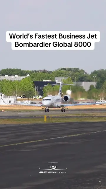 World’s Fastest Business Jet Bombardier Global 8000 Flying Display at Farnboroug