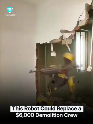 A humanoid robot has been shown smashing through the walls of a damaged apartmen