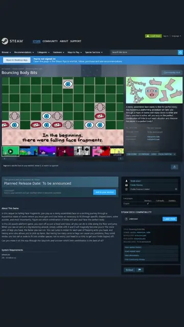 In case you missed it; the Steam page for Bouncing Body Bits is now live; this c