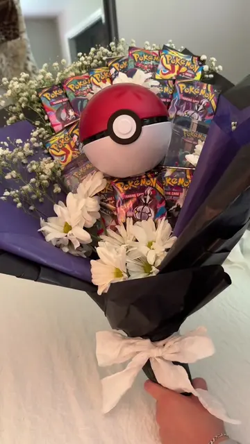 Okay he loved it guys🩷 he deserved something cute too. #pokemonbouquet #bouquet