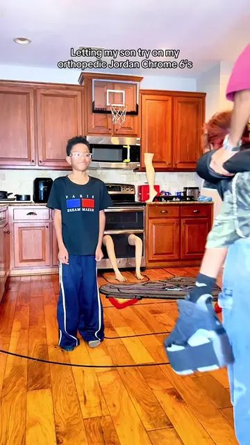 Letting my son try on my orthopedic Jordan Chrome 6’s 🦩🔥 #fyp #foryoupage #jor