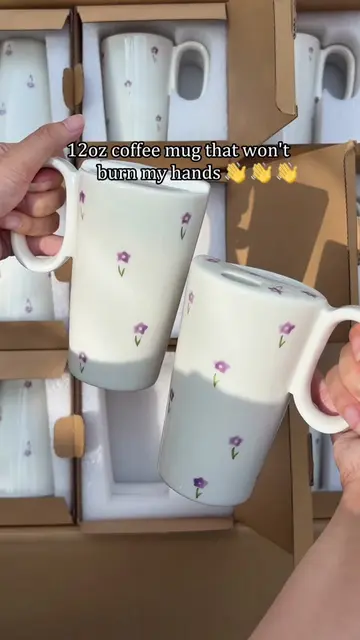 Upgraded 12oz mug with a handle - no more burnt fingers!#ceramics #pottery #togo