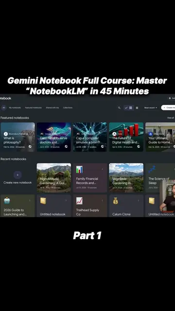 Gemini Notebook Full Course: Master “NotebookLM” in 45 Minutes! Part 1 #aiproduc