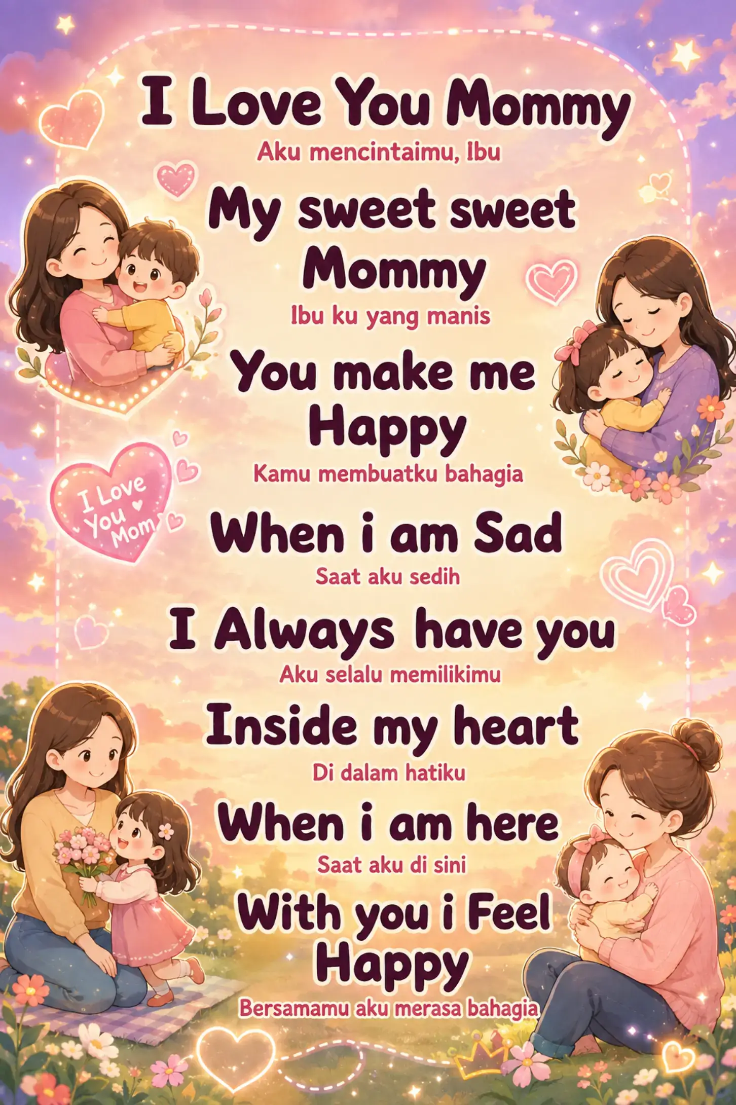 Belajar bahasa Inggris bareng Mommy ✨
 
 You make me happy 😊
 I always have you