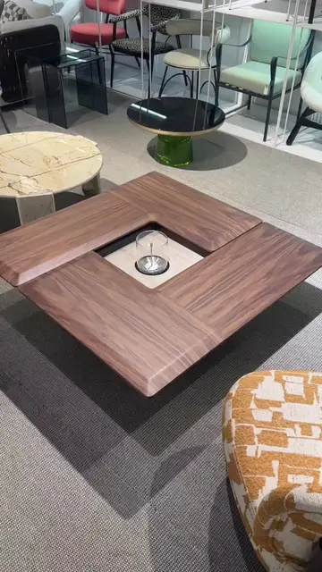 A coffee table with a transforming mechanism.A unique design that fits perfectly