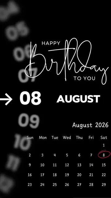Happy Birthday 08 August 2026 Template-Just click "Capcut Anchor (try this templ