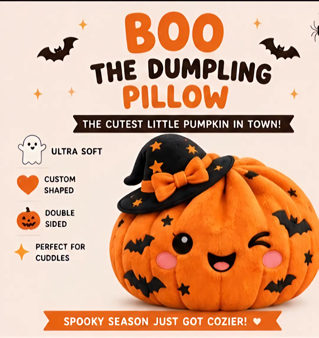Cuddle up with the cutest Halloween companion 🎃✨ Boo the Dumpling! Perfect for 