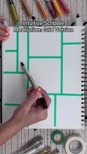intuitive scribbling in a grid is sooooo satisfying 🪄🧠 ART SUPPLIES USED: - Ar