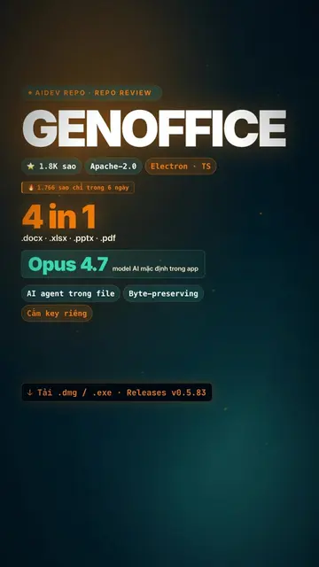 Word, Excel, PowerPoint, PDF bản mã nguồn mở, AI ngồi sẵn bên trong 🔥 GenOffice