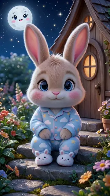 Cutest Bunny Good Night Kiss for Peaceful & Sweet Dreams 🌙✨ Let this adorable b