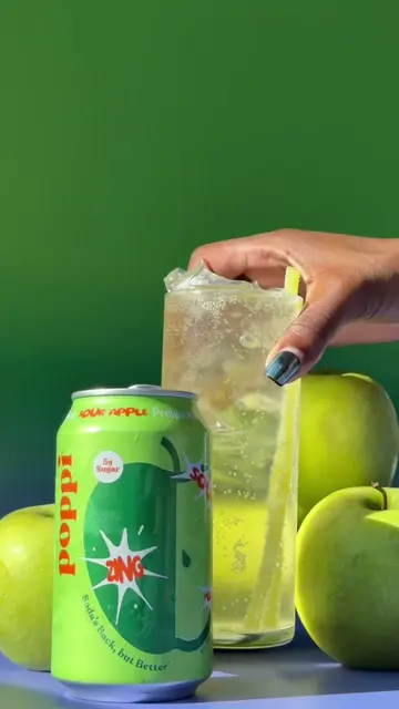 officially the apple of our eye 🍏 #drinkpoppi #poppisoda #sourapple #newflavor 