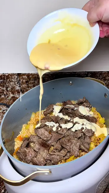 Fajita steak and rice with queso -1 pound of steak cut up -season your steak wit