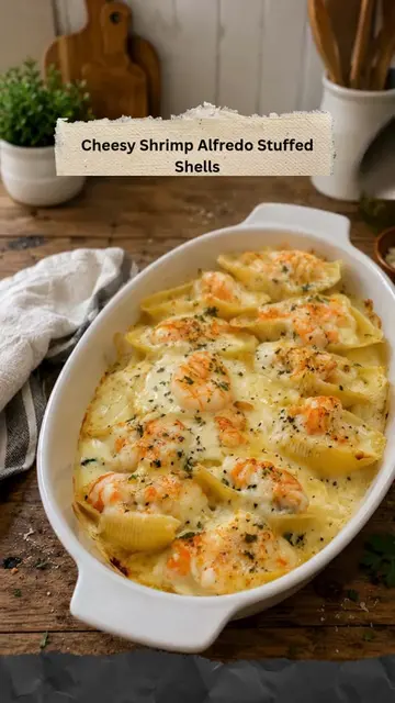 Cheesy Shrimp Alfredo Stuffed Shells — Creamy, Dreamy, and Totally Irresistible!