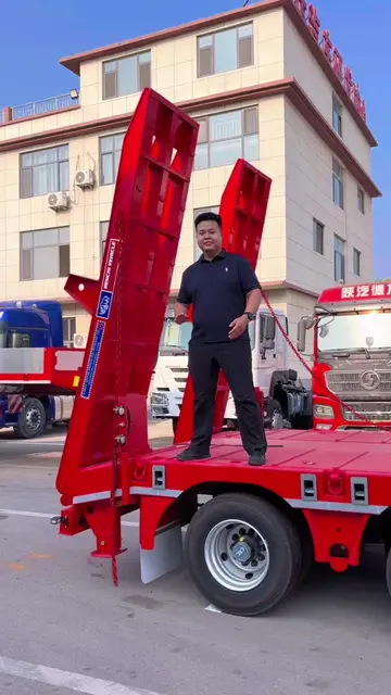 8 Axle Low Bed Semi Trailer, manufactured with high-strength premium steel, feat