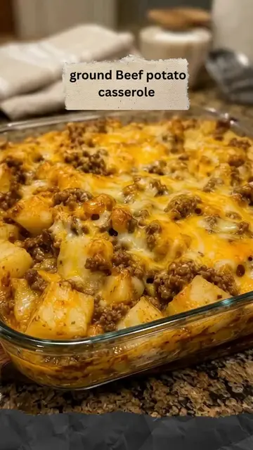 ground Beef potato casserole These Cheese Beef and Potato Bake is creamy, cheesy
