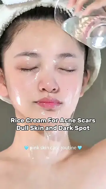 Rice cream for acne scars Dull skin and dark spot 🤍🦋✨#beaesthglowup #viral #Gl