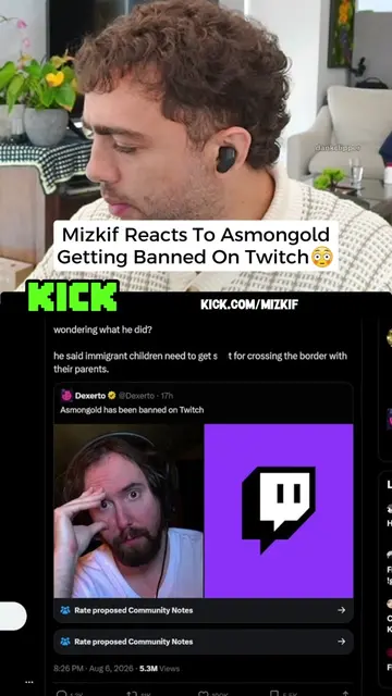 Mizkif Reacts To Asmongold Getting Banned On Twitch 😳 #mizkif #mizkifclips #for