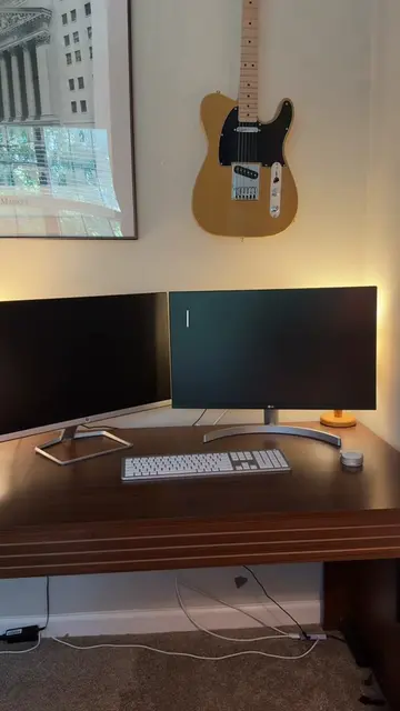 PSA: you can mount a monitor to the wall to save on desk space!         #deskorg