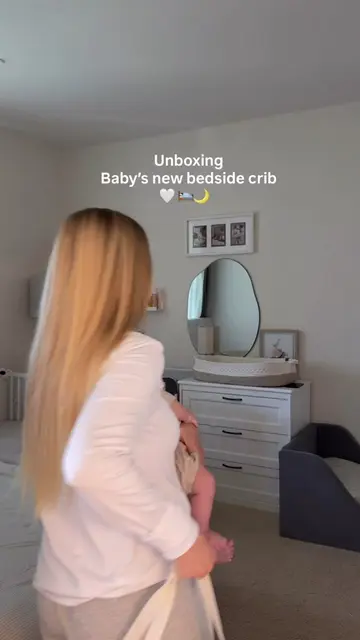 Unboxing baby’s new bedside crib 