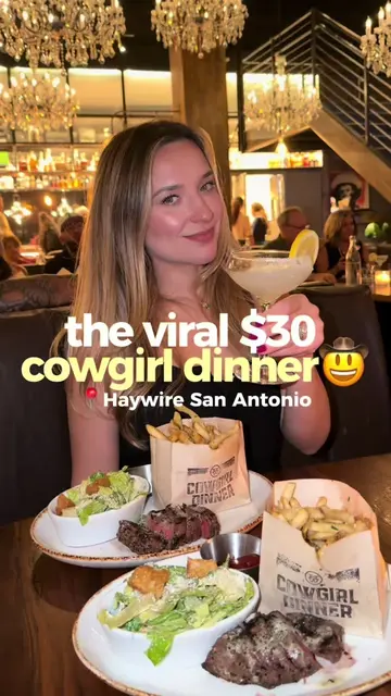 Cowgirl dinner is back!🤠✨ Steak, ensalada César, papas y una margarita o Lemon 