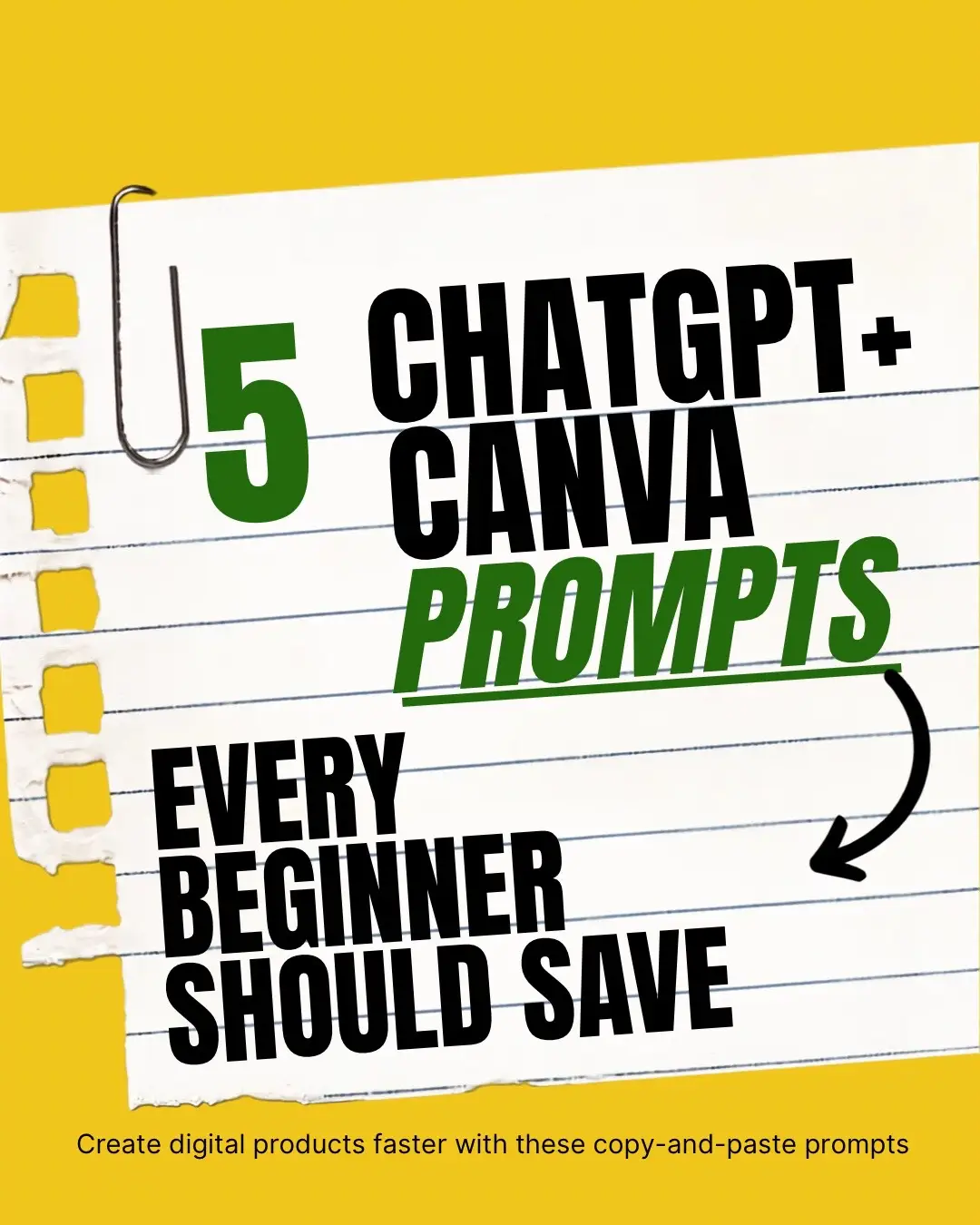 These are 5 simple ChatGPT + Canva prompts you can use to start creating digital