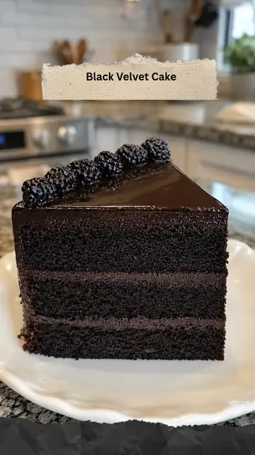 Black Velvet Cake 🍰🖤 This Black Velvet Cake is made with moist black chocolate