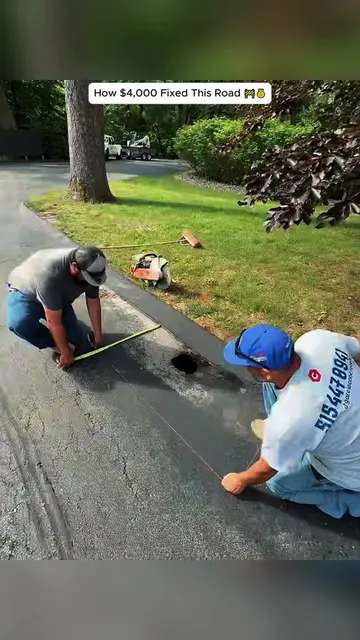 How A $4,000 Road Repair Works 🚧🛠️#RoadRepair #ConcreteWork #Construction#Befo