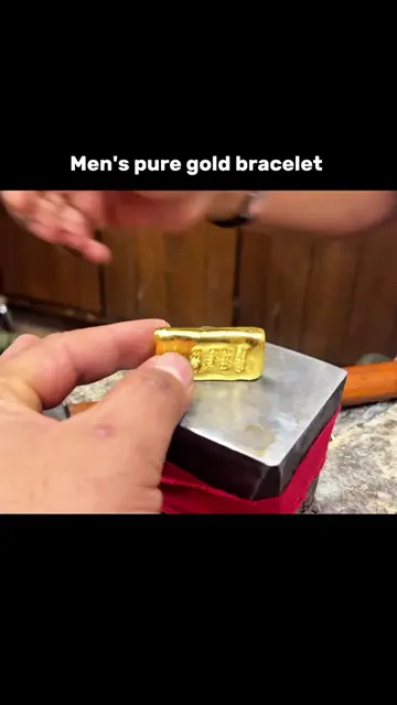 Crafting a pure gold bracelet for men.#handmadejewlery #jewelrymaking #goldbrace