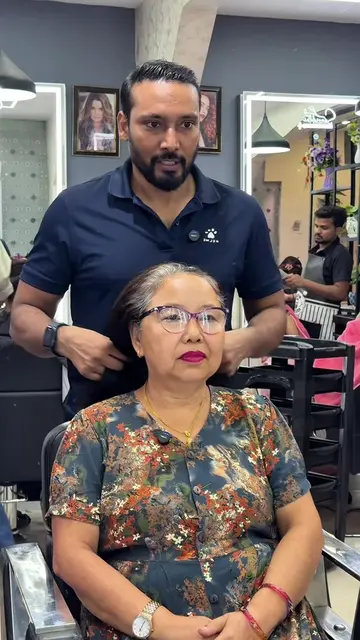 Meet Sita Gurung Madam from Chitwan, who visited Samriddhi Hair Dressing with a 