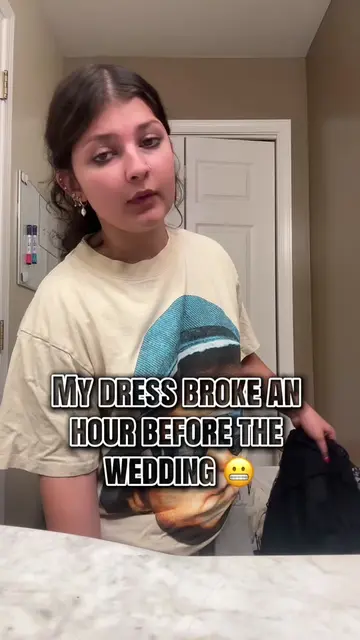 Stress Fixing my dress an hour before the wedding!😭💍🖤🤍#weddingdress #wedding