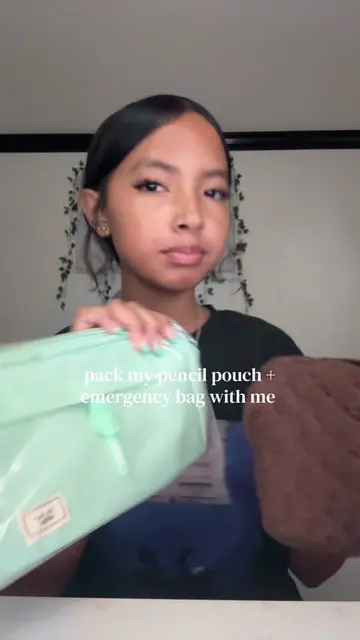 pack my pencil pouch + emergency kit with meee #school #packwithme #pencilpouch 