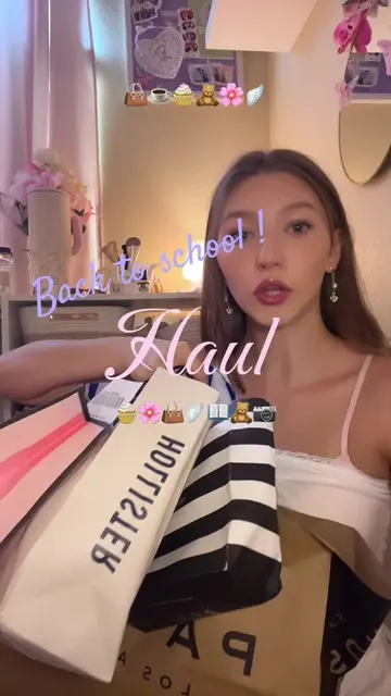 back to school haul! 🧸👜🪽📖🧁 #backtoschoolshopping #haul #hollister #2000s #p