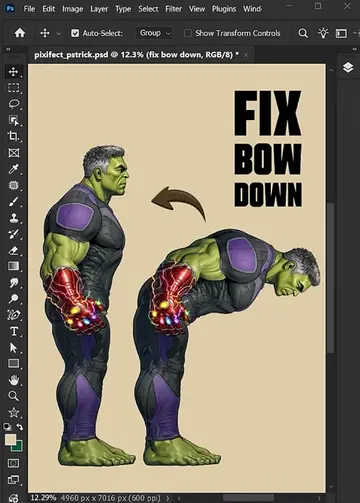 Photoshop Tips 2026 - Turn Bow Down into Stand Straight Position  #photoshop #ad