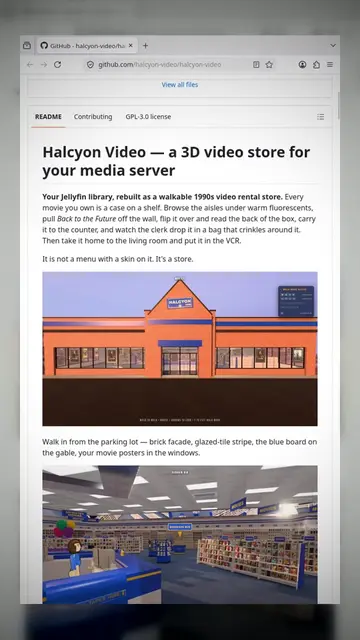 This turns your Jellyfin library into a fully walkable 1990s video rental store.