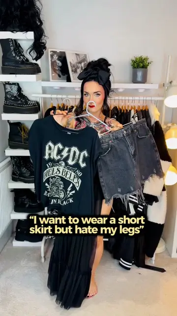 Skirt + band tee styling with leg coverage 🤝✨🤘 Would you wear this? 👀 #altfas